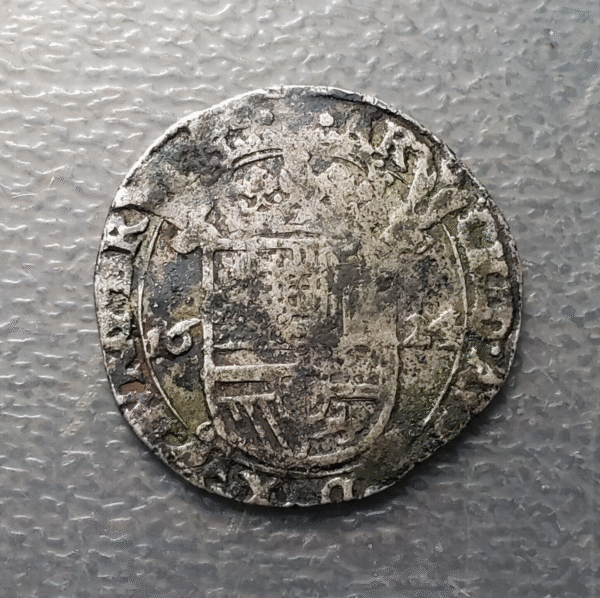 IMPERIO ESPAÑOL PAISES BAJOS AMBERES FELIPE IV SCHELLING ESCALIN 1624 BC+/MBC- - Imagen 2