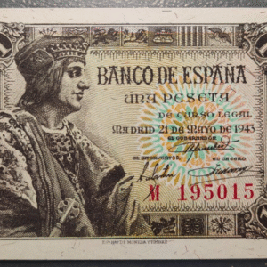 ESPAÑA 1 PESETA 1943 FERNANDO EL CATOLICO SC UNC