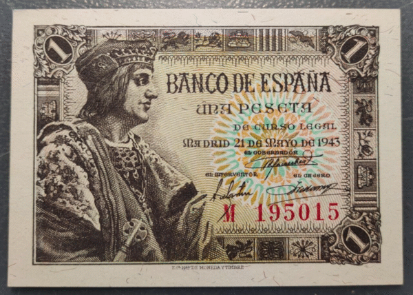 ESPAÑA 1 PESETA 1943 FERNANDO EL CATOLICO SC UNC