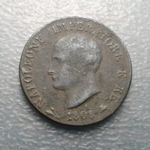ITALIA REINO DE NAPOLEON BONAPARTE 1 SOLDO 1808 B BOLONIA BOLOGNA BC+
