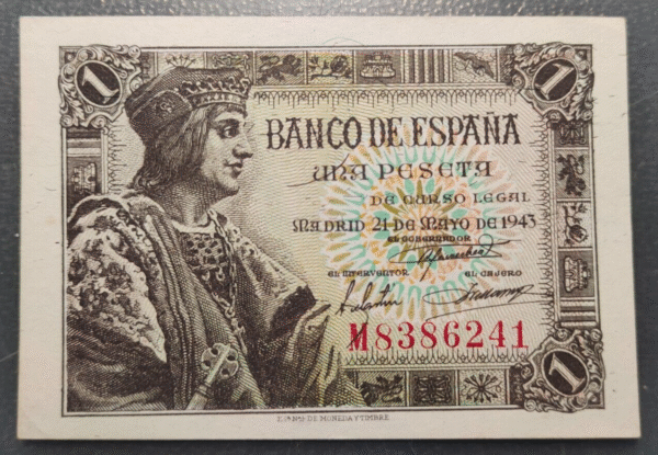ESPAÑA 1 PESETA 1943 FERNANDO EL CATOLICO SC UNC