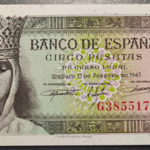 ESPAÑA 5 PESETAS 1943 SC UNC