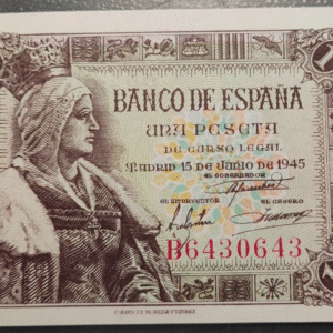 ESPAÑA 1 PESETA 1945 ISABEL LA CATOLICA SC UNC