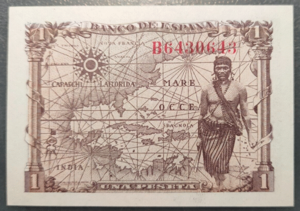 ESPAÑA 1 PESETA 1945 ISABEL LA CATOLICA SC UNC - Imagen 2