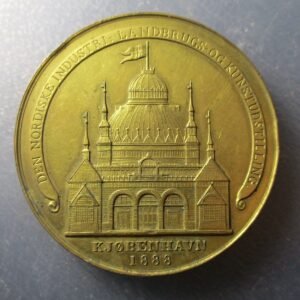 DINAMARCA DENMARK KOPENAGHEN MEDALLA EXPOSICION INDUSTRIAL AGRICOLA ARTIST. 1888