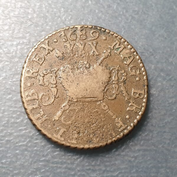 IRLANDA IRELAND JAMES II GUN MONEY  1/2 CROWN 1689 AUGUST BC+/MBC-