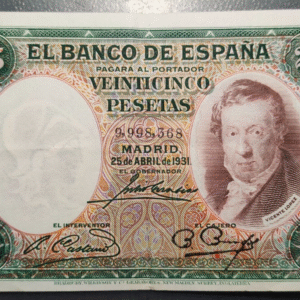 ESPAÑA 25 PESETAS 1931 VICENTE LOPEZ MBC+ DOBLECES