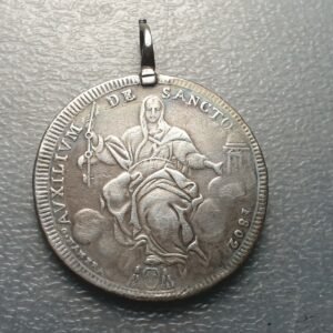 ITALIA E PAPALES PONTIFICIO VATICANO PIO VII 1 ESCUDO SCUDO 1802 COLGADO MOUNTED