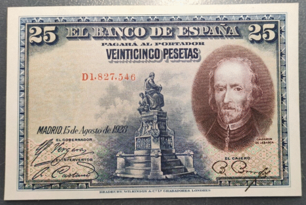 ESPAÑA 25 PESETAS 1928 CALDERON DE LA BARCA SC-