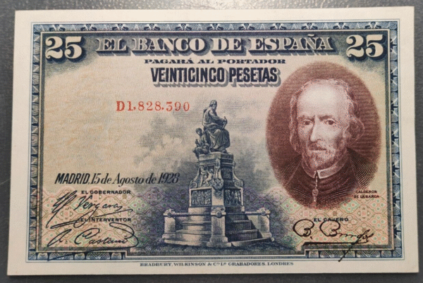 ESPAÑA 25 PESETAS 1928 CALDERON DE LA BARCA SC-/SC