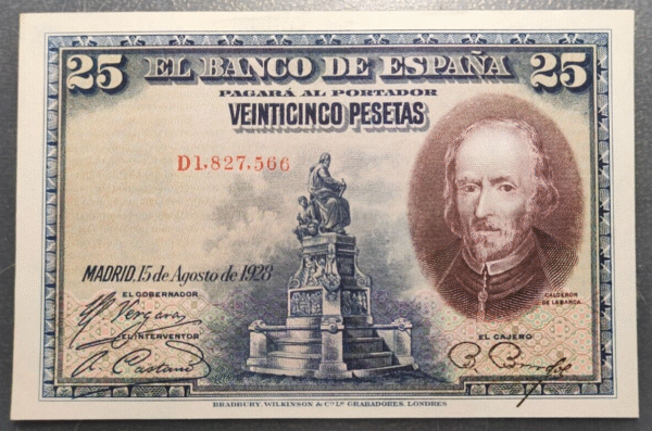 ESPAÑA 25 PESETAS 1928 CALDERON DE LA BARCA SC-