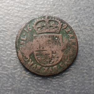 IMPERIO ESPAÑOL PAISES BAJOS BRUJAS CARLOS II 1 OORD 1 LIARD 1692 MBC-