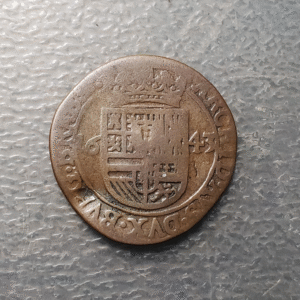 IMPERIO ESPAÑOL PAISES BAJOS AMBERES FELIPE IV 1 OORD 1 LIARD 1643 BC