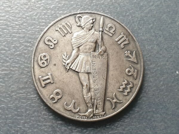 ALEMANIA MEDALLA CALENDARIO DOMINGOS (1953) SONNTAGE ZODIACO MARTE 40 mm BRONCE