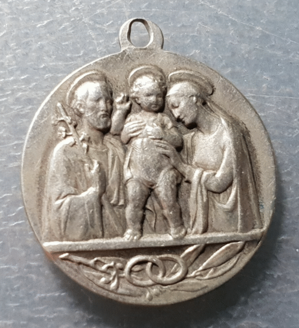 MEDALLA RELIGIOSA PAPA PIO XII / SAGRADA FAMILIA 28x25 mm