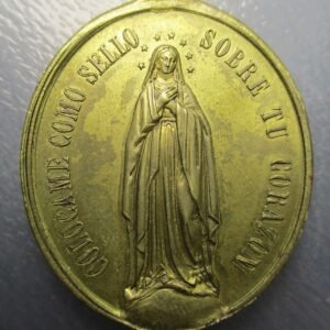 MEDALLA RELIGIOSA GRANDE LA VIRGEN  / MONOGRAMA MARIA Y FLORES