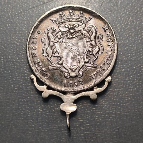 ITALIA LUCCA SCUDO 1753 SAN MARTIN PANTERAS COLGADA - Imagen 2