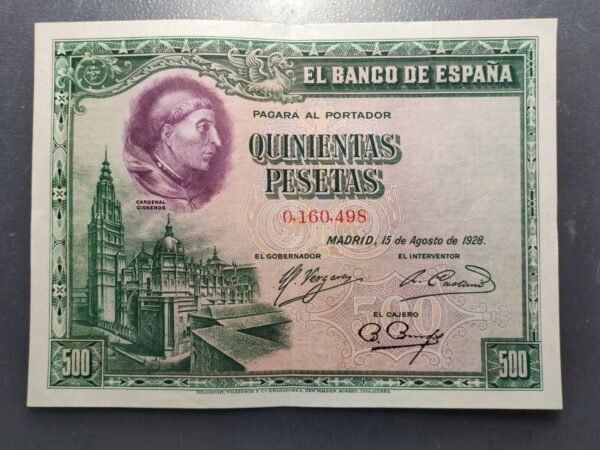 ESPAÑA 500 PESETAS 1928 CISNEROS EBC/EBC+
