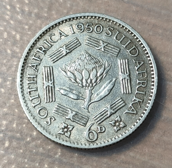 SUDAFRICA SOUTH AFRICA 6 PENCE 1950 KM 36.1 SCARCE DATE MBC+