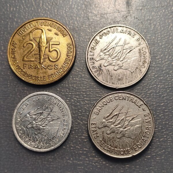 AFRICA LOTE 4 MONEDAS DISTINTAS COLONIAS FRANCESAS FRENCH AFRICAN COLONIES