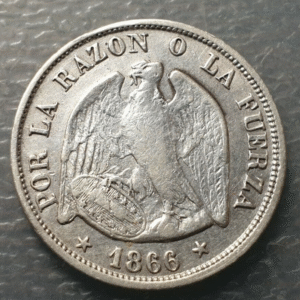 CHILE SANTIAGO 20 CENTAVOS 1866 MBC-/MBC