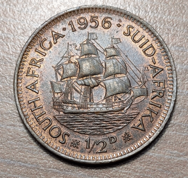 SUDAFRICA SOUTH AFRICA ELIZABETH II 1/2 PENNY 1956 KM 45 - Imagen 2
