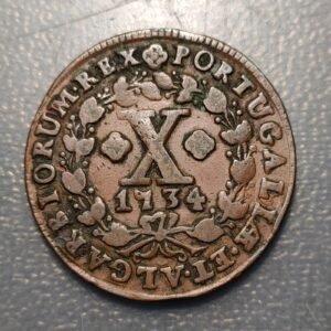 PORTUGAL JOAO V 10 REIS 1734 MBC+