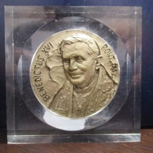MEDALLA RELIGIOSA VALENCIA 2016 VISITA PAPA BENEDICTO XVI MARCO METACRILATO 60mm