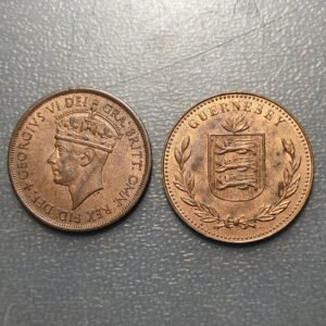 LOTE 2 MONEDAS JERSEY 1/12 SHILLING 1945 GUERNSEY 8 DOUBLES 1945