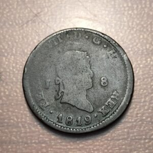 ESPAÑA JUBIA FERNANDO VII 8 MARAVEDIS 1819 ERROR DE ACUÑACION