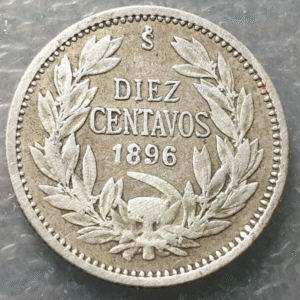 CHILE SANTIAGO 10 CENTAVOS 1896 BC+