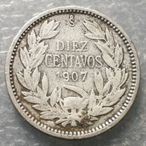 CHILE SANTIAGO 10 CENTAVOS 1907 BC+