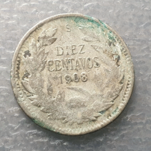 CHILE SANTIAGO 10 CENTAVOS 1908 B