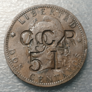 ARGENTINA 2 CENTAVOS 1892 RESELLO COUNTERMARK GCR 52 "GOLD COAST REGIMENT"??