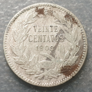 CHILE SANTIAGO 20 CENTAVOS 1908 BC
