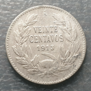 CHILE SANTIAGO 20 CENTAVOS 1913 BC/BC+