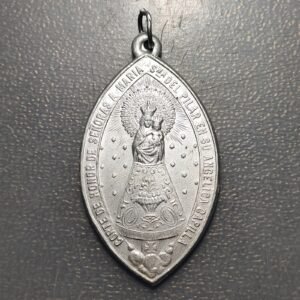 MEDALLA RELIGIOSA ZARAGOZA VIRGEN DEL PILAR PEREGRINO ALUMINIO 58x32mm