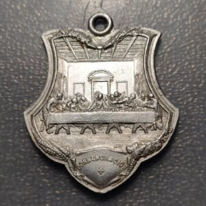 MEDALLA RELIGIOSA JUEVES EUCARISTICO 1907 ULTIMA CENA ALUMINIO 42x37mm
