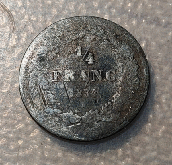 BELGICA BELGIUM LEOPOLD I 1/4 FRANC 1834 - Imagen 2