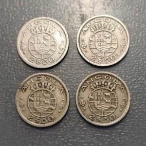 ANGOLA LOTE 4 MONEDAS 2.50 ESCUDOS (1953 - 1956 - 1967 - 1968) KM 77