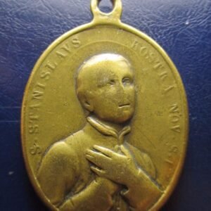 MEDALLA RELIGIOSA ANTIGUA GRANDE SAN ESTANISLAO KOSTKA / MATER PIETATIS