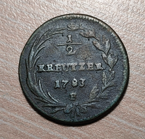 AUSTRIA JOSEPH II 1/2 KREUZER 1783 F HALL - Imagen 2