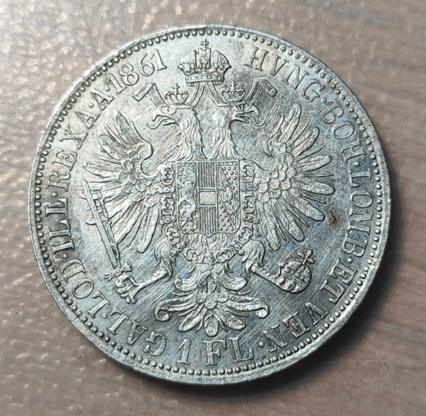 AUSTRIA FRANZ JOSEPH I FLORIN 1861 EBC- - Imagen 2