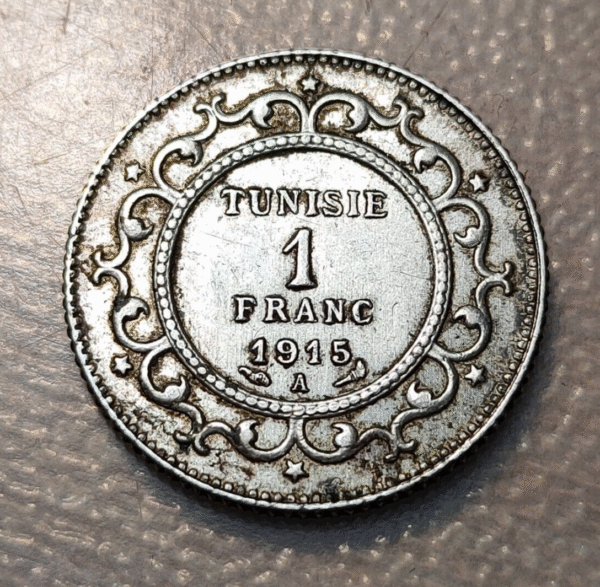 TUNISIA TUNEZ 1 FRANC 1 FRANCO 1915 A EBC