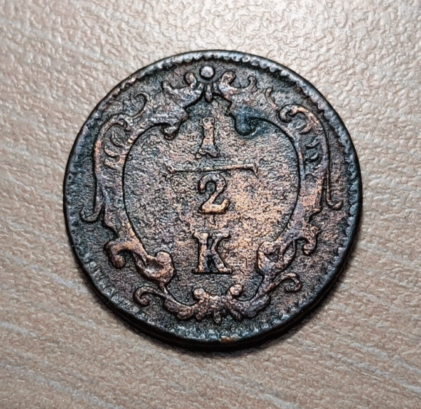 AUSTRIA HUNGRIA HUNGARY FRANZ I 1/2 KREUZER NO DATE S/F K KREMNITZ - Imagen 2