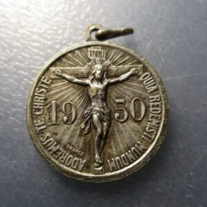 MEDALLA RELIGIOSA 1950 PAPA PIO XII / CRISTO EN LA CRUZ