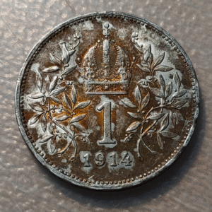 AUSTRIA FRANZ JOSEPH I 1 CORONA 1914 SC-/SC PATINA