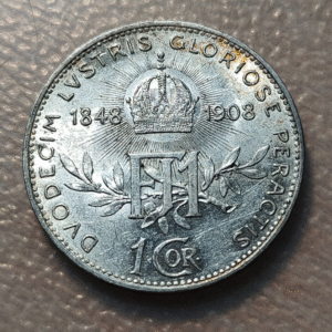 AUSTRIA FRANZ JOSEPH I 1 CORONA 1908 60 AÑOS REINO 60 YEARS KINGDOM EBC+