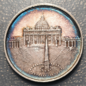 MEDALLA RELIGIOSA ITALIA ROMA 1975 SAN PEDRO 25 AÑO SANTO PLAZA SAN PEDRO PLATA