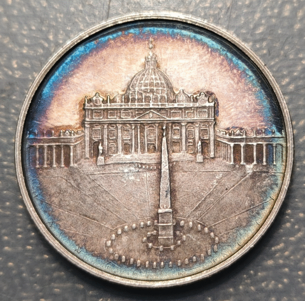 MEDALLA RELIGIOSA ITALIA ROMA 1975 SAN PEDRO 25 AÑO SANTO PLAZA SAN PEDRO PLATA